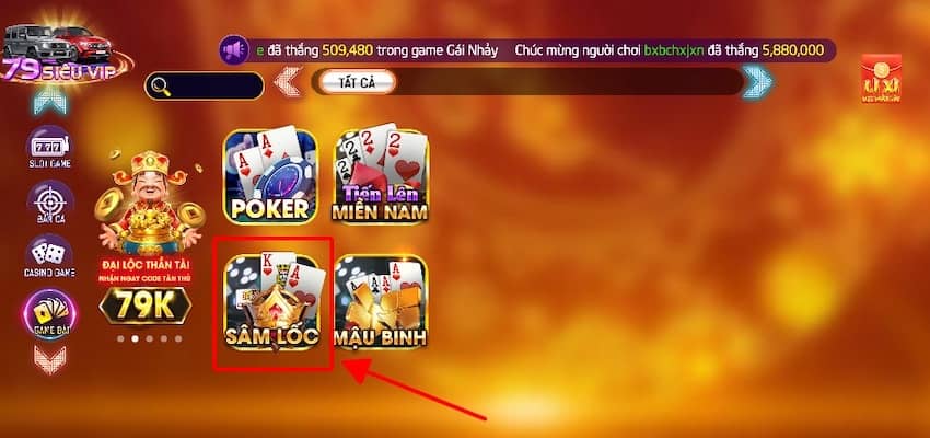 Chọn sâm lốc trong mục game bài 79Club Chọn sâm lốc trong mục game bài 79Club